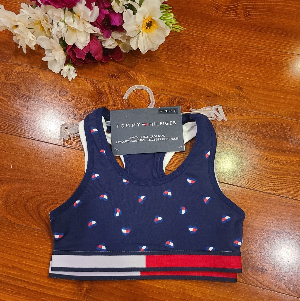 Tommy Hilfiger Girls 2pc Crop Sports Bra Size Small (6-7)